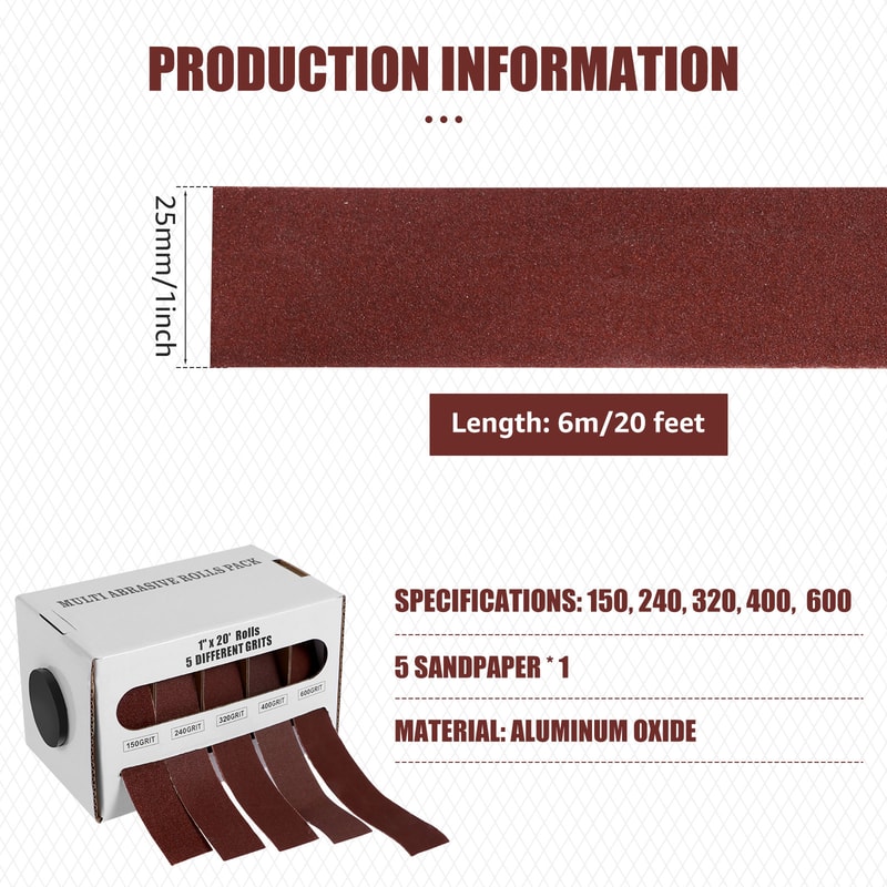 Roll Grits Sandpaper Dry Grinding Emery Sanding Belt Abrasive Paper Pack With Dispenser Cloth For M 6