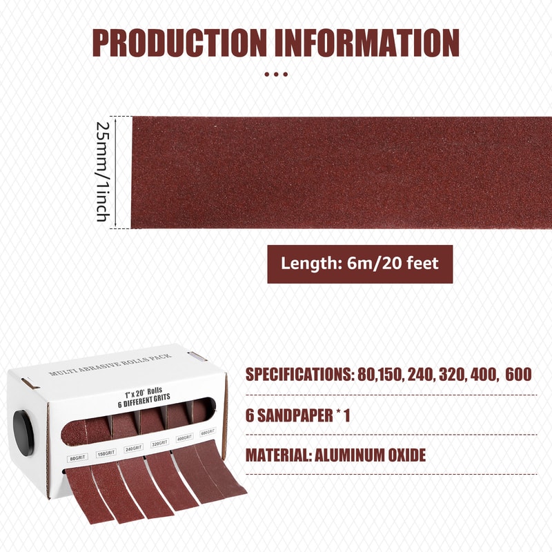 Roll Grits Sandpaper Dry Grinding Emery Sanding Belt Abrasive Paper Pack With Dispenser Cloth For M 5