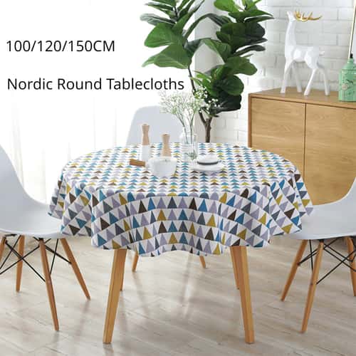 Nordic Round Tablecloths Washable Cotton Linen Dining Table Pad, Perfect for Banquet, Wedding, Christmas