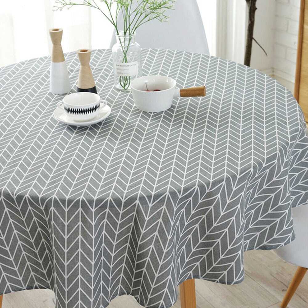 Nordic Round Tablecloths Washable Cotton Linen Dining Table Pad Perfect For Banquet Wedding Christm