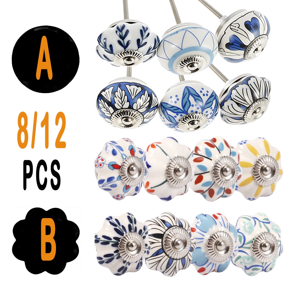 Chic Vintage Ceramic Drawer Knobs Round Flowershaped Drawer Pulls Porcelain Retro Handles Set With 1