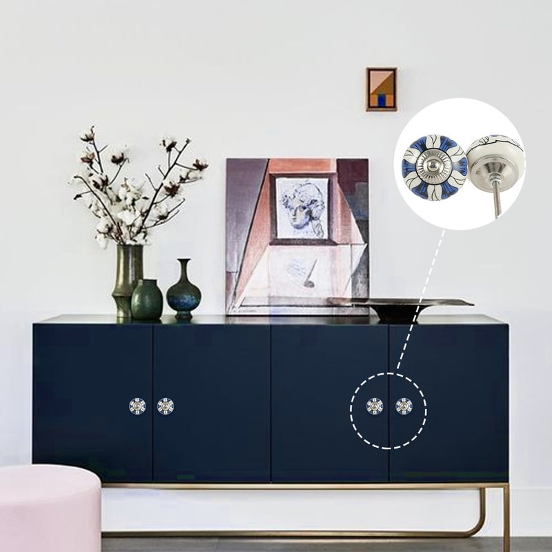 Chic Vintage Ceramic Drawer Knobs Round Flowershaped Drawer Pulls Porcelain Retro Handles Set With 0