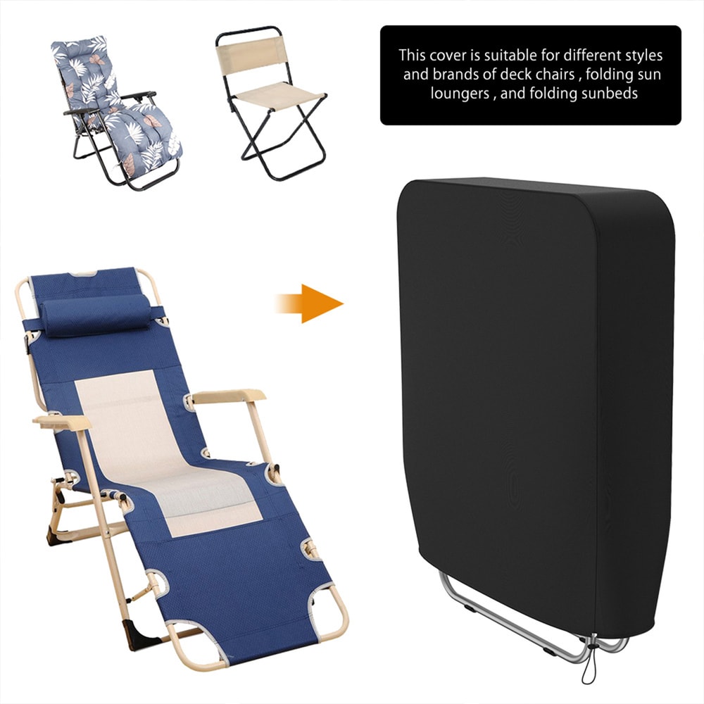 Folding Reclining Chair Cover Water Proof Dust Proof Lounger Cover With Storage Bag Prevent Sunburn 2