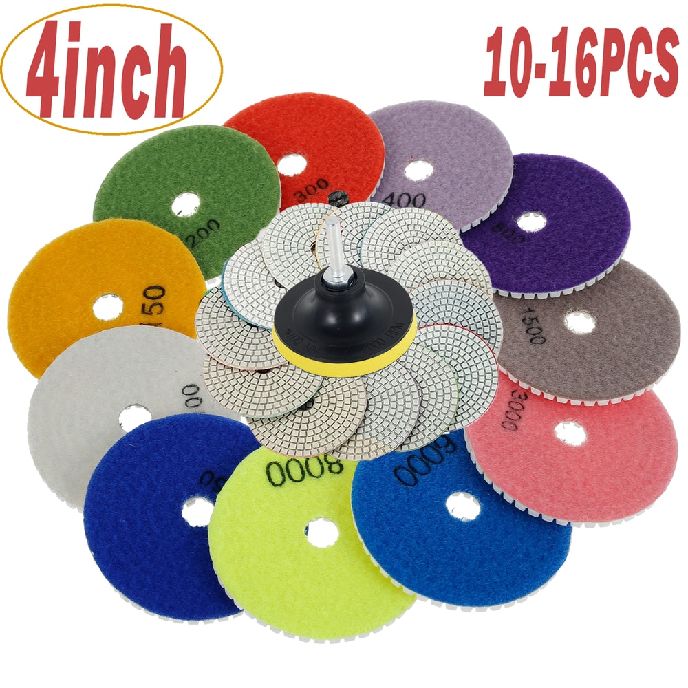 Diamond Polishing Pads Kit WetDry Buff Disc Set For Granite Concrete Glass Polishing 1