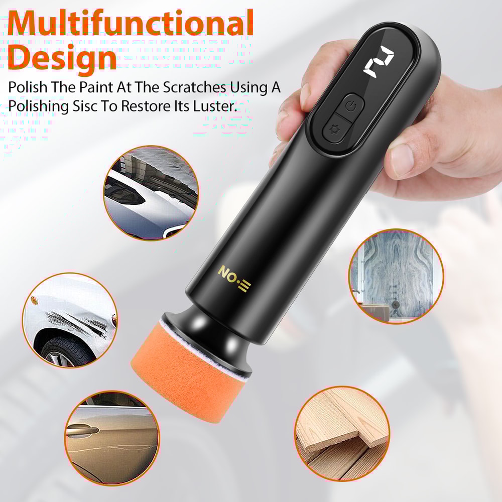 Car Polisher Machine Wireless Electric Polishing Wax Tool Adjustable Speed LED Display Auto Polish 3