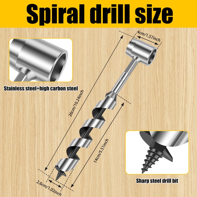 Hand Drill Carbon Steel Manual Auger Drill Portable Survival Drill Bit Hole Punch Tool For Wood 4