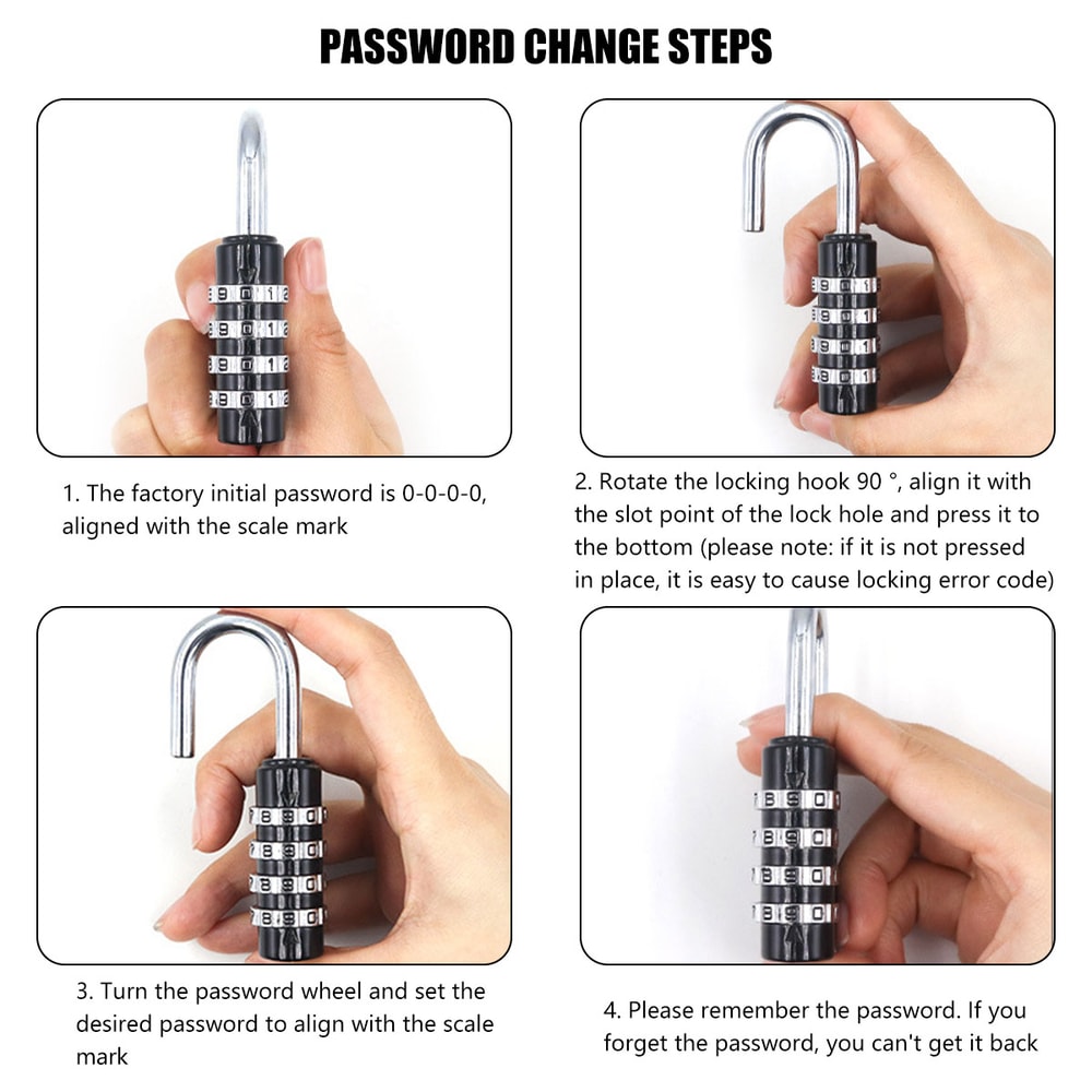 Zinc Alloy Padlock Digit Locker Lock Weatherproof Outdoor Lock For School Gym Fence Hasp Mechanical 4