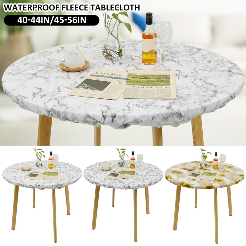 Water Proof Round Table Cloth Elastic Fixation PVC Table Cover Flannel Backed Table Pad For Dining