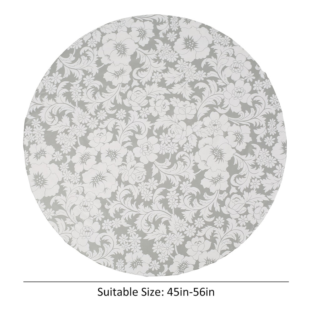 Water Proof Round Table Cloth Elastic Fixation PVC Table Cover Flannel Backed Table Pad For Dining