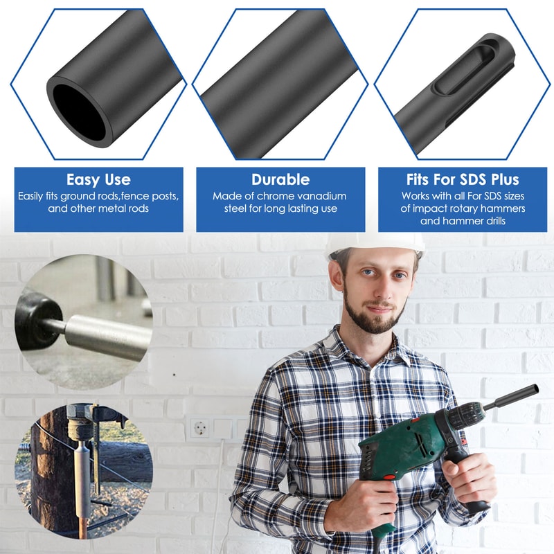 Ground Rod Driver SDS Plus Bit With Rotary Hammer Drill Bits Tool Accessories Hardened Earth Drivin 2