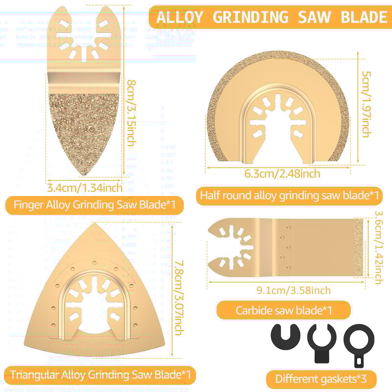 Diamond Oscillating Saw Blade Set Quick Release Universal Multi Tool Blade Electric Accessories For 6