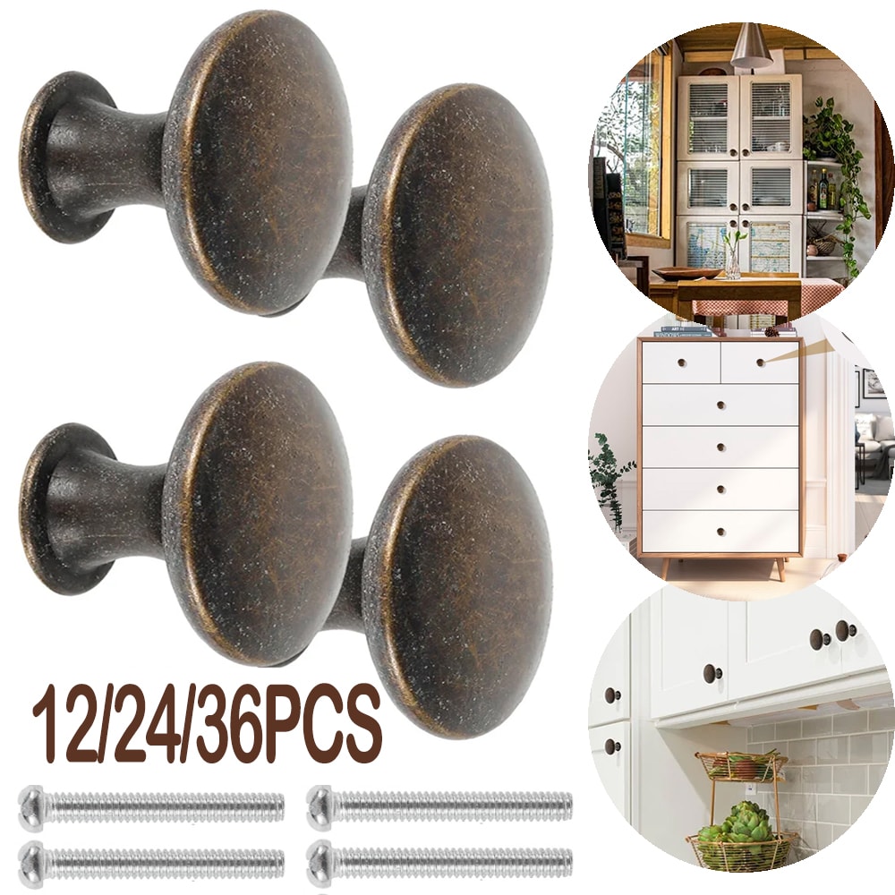 Drawer Handle Vintage Antique Bronze Single Hole Door Pull Knob Round Kitchen Cupboard Wardrobe Doo 1