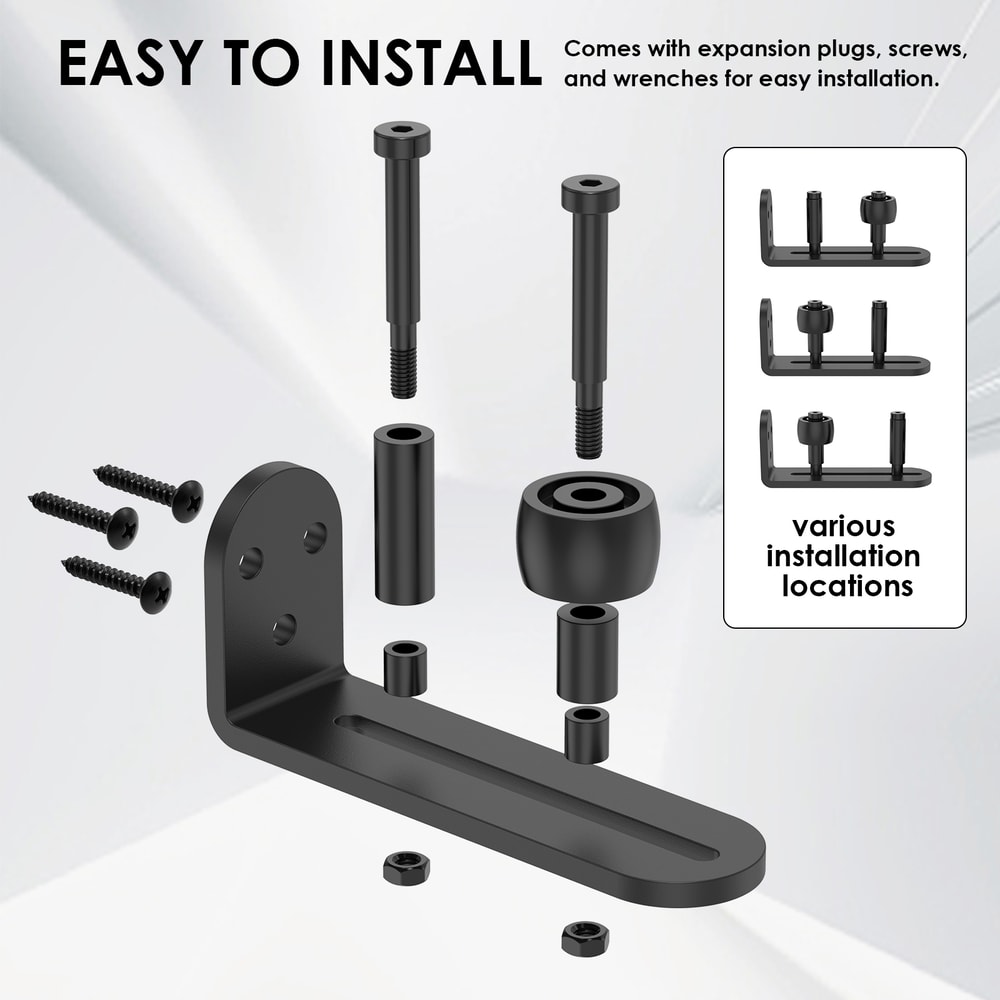 Adjustable Rollers Barn Door Hardware Wall Mount System Easy To Install Rounded Edge Design Flush B 3