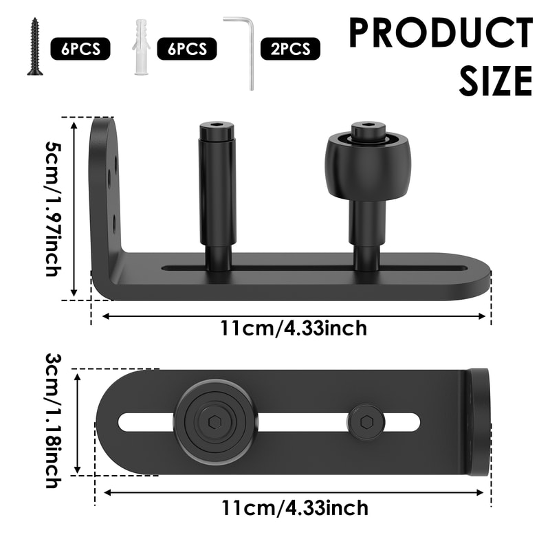 Adjustable Rollers Barn Door Hardware Wall Mount System Easy To Install Rounded Edge Design Flush B 7