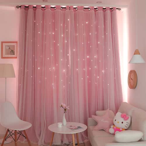 Tulle Blackout Curtains, Hollow Star Design, Modern Style Living Room, Bedroom Chiffon Window Voiles, Tulle Blinds