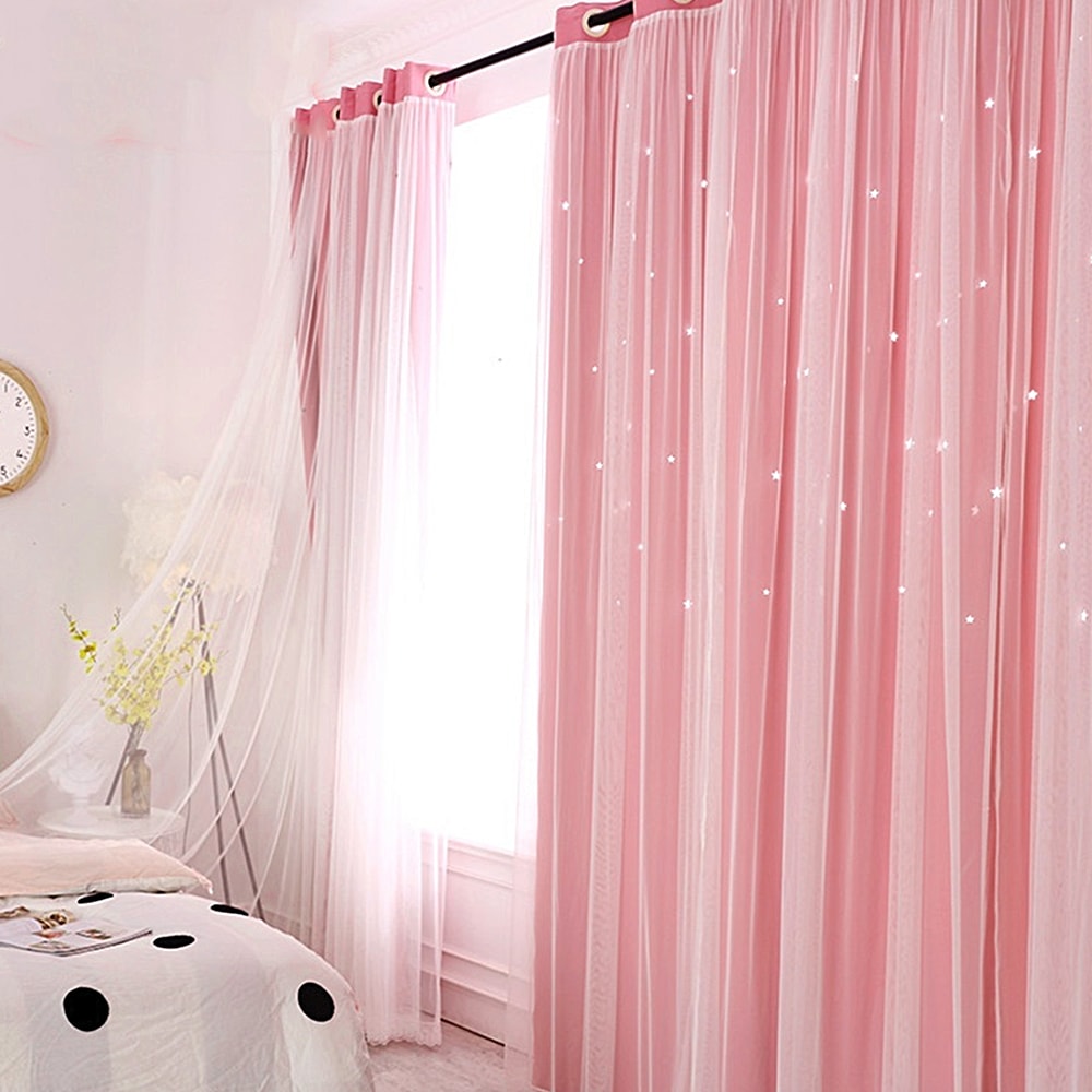 Tulle Blackout Curtains Hollow Star Design Modern Style Living Room Bedroom Chiffon Window Voiles T 1