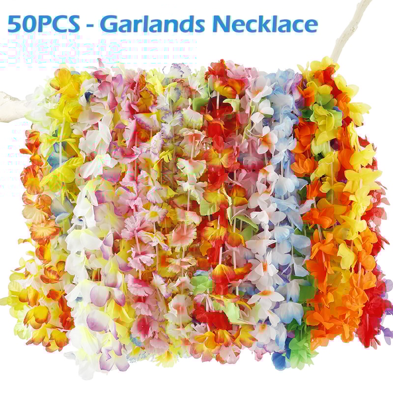 Hawaiian Flower Necklaces Artificial Flower Leis Garlands MultiColor For Beach Party Luau Wedding B 1