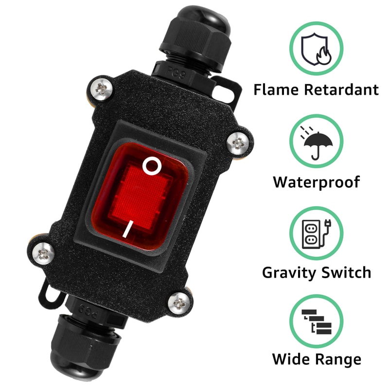 Inline Power Cord Switch Box Marine Rocker On Off High Current Connector For Outdoor Refitting Junc 1