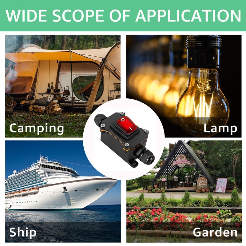 Inline Power Cord Switch Box Marine Rocker On Off High Current Connector For Outdoor Refitting Junc 4
