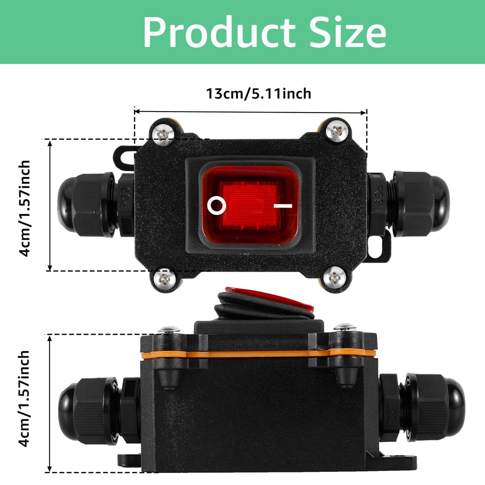 Inline Power Cord Switch Box Marine Rocker On Off High Current Connector For Outdoor Refitting Junc 5