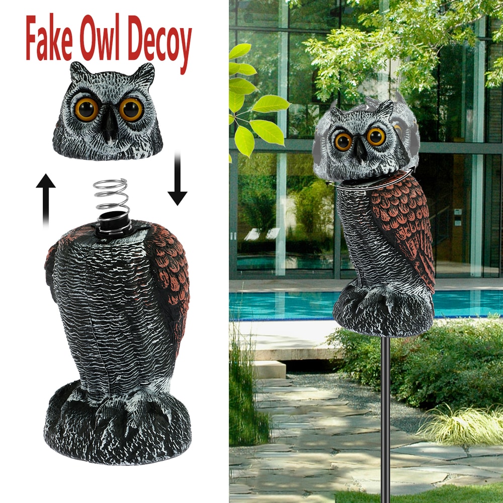 Fake Owls Scare Birds Swivel Head Waterproof Fake Owl Repellent For Outdoor Indoor Garden Yard Pest 1