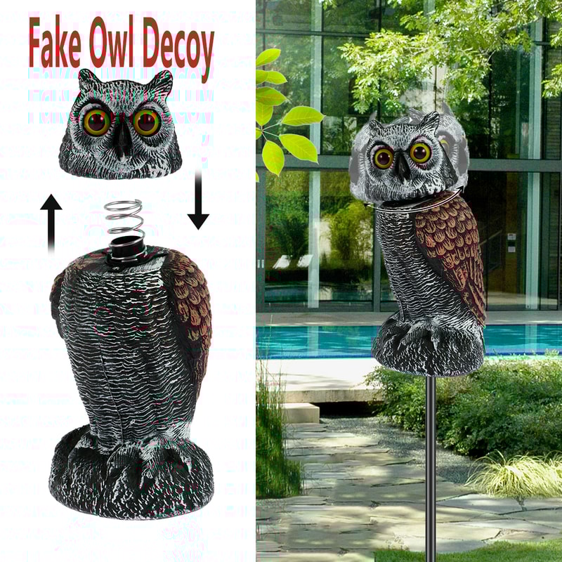 Fake Owls Scare Birds Swivel Head Waterproof Fake Owl Repellent For Outdoor Indoor Garden Yard Pest 1
