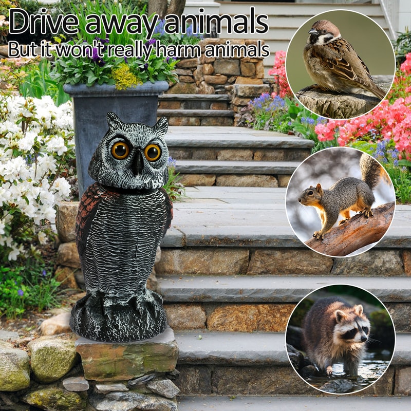 Fake Owls Scare Birds Swivel Head Waterproof Fake Owl Repellent For Outdoor Indoor Garden Yard Pest 2