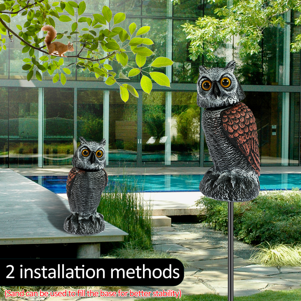 Fake Owls Scare Birds Swivel Head Waterproof Fake Owl Repellent For Outdoor Indoor Garden Yard Pest 3
