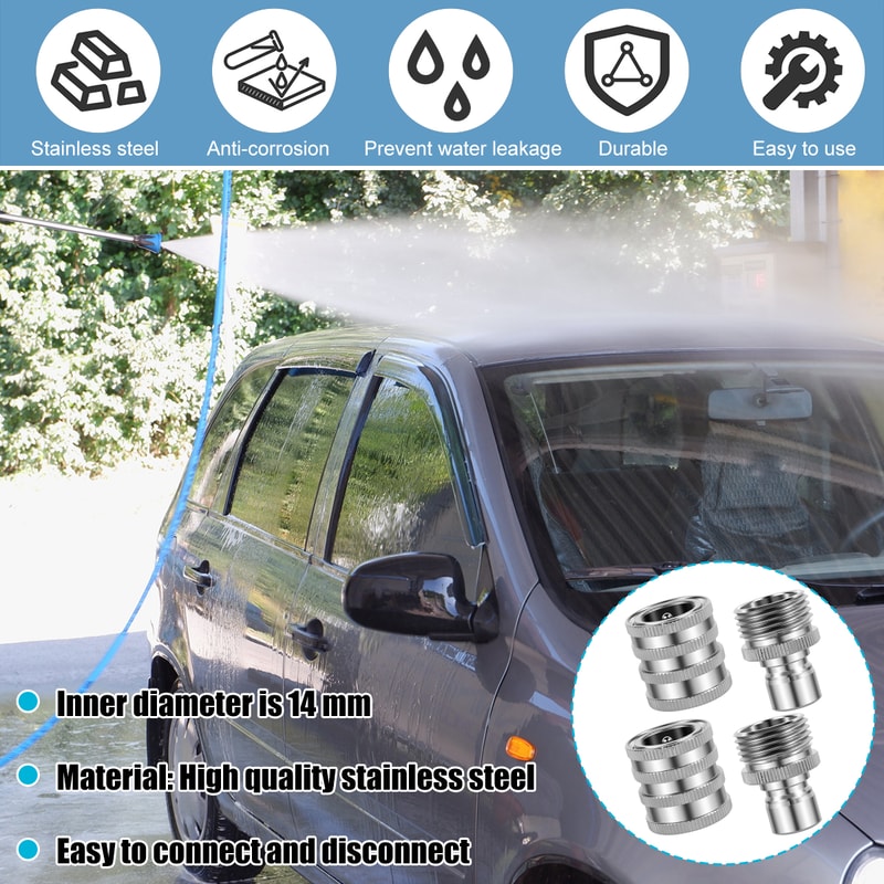 Thread Tap Coupling Stainless Steel Garden Hose Quick Connector, Water Hose Fitting, Pressure Washer Pump Adaptor