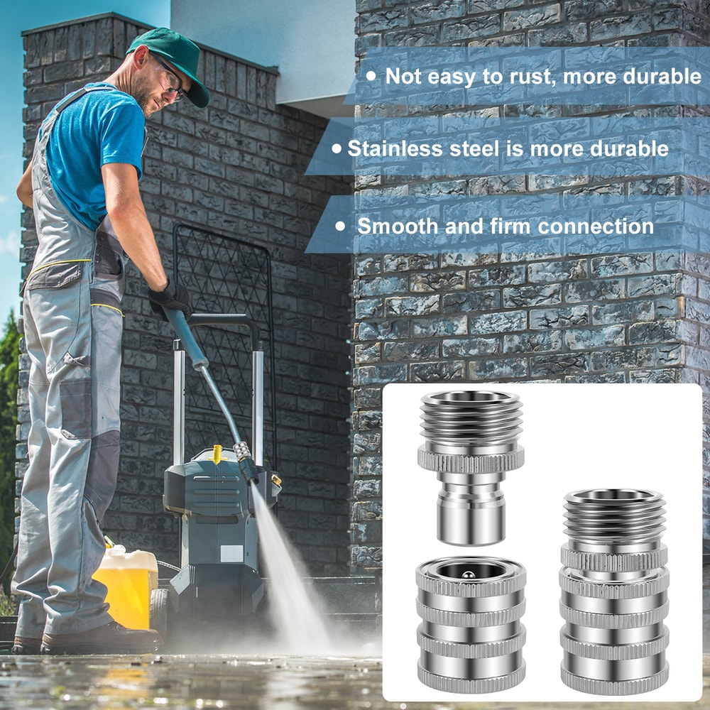 Thread Tap Coupling Stainless Steel Garden Hose Quick Connector, Water Hose Fitting, Pressure Washer Pump Adaptor