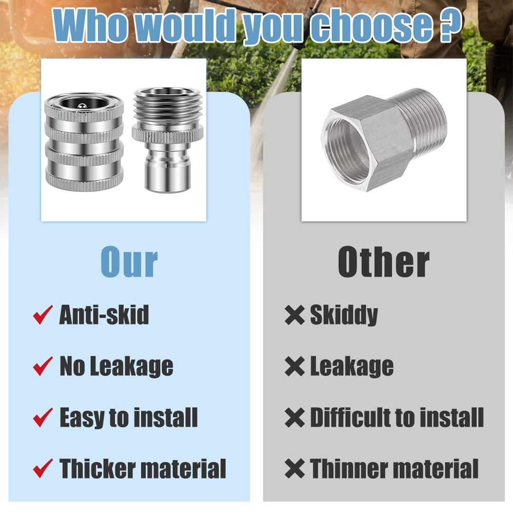 Thread Tap Coupling Stainless Steel Garden Hose Quick Connector, Water Hose Fitting, Pressure Washer Pump Adaptor