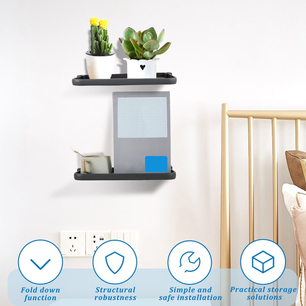 Fold able Shelf Space Saving Organizer, Aluminium Wall Storage Rack, RV Floating Shelf, Easy to Install Car Accessories