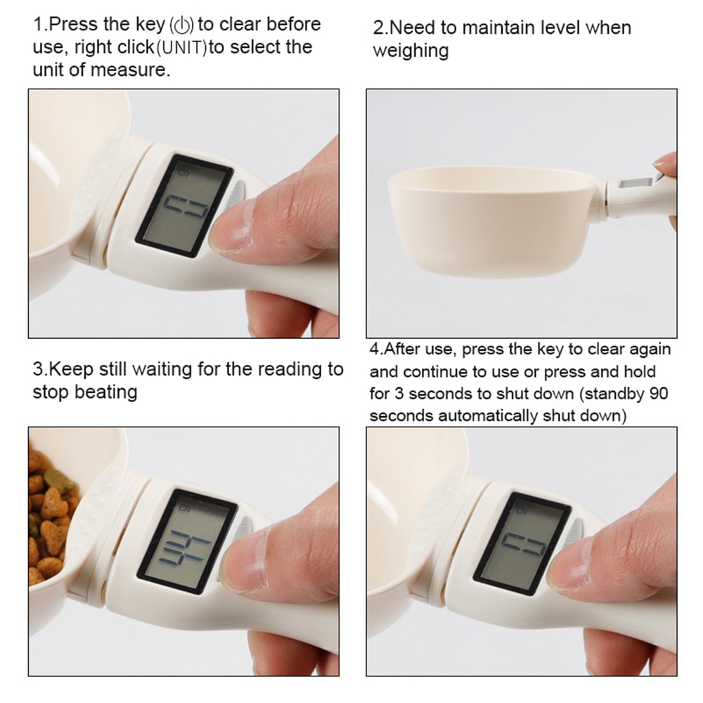 Mini Pet Food Scale Spoon Electronic Measuring Cup Dog Cat Feeding Bowl Portable Volume Weighing Me 3