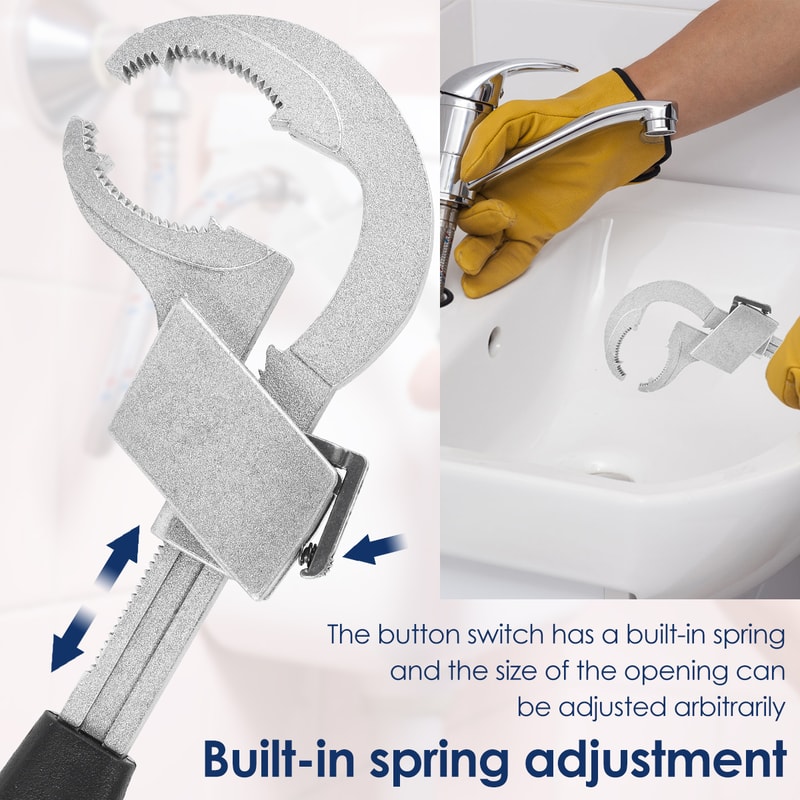 Bath Wrench, Universal Adjustable Multifunctional Wrench, Double Head Water Pipe Spanner for Faucet Repair
