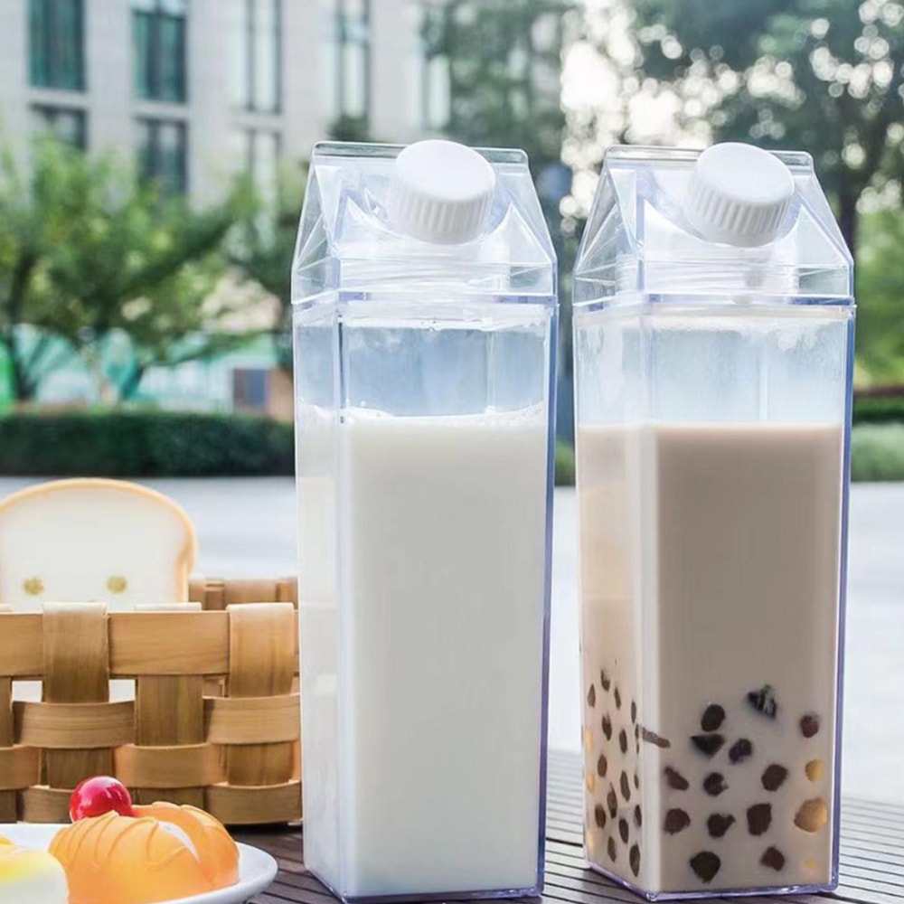 Reusable Clear Milk Carton Water Bottle Leakproof Portable Milk Bottle For Travel Water Storage Bot 2