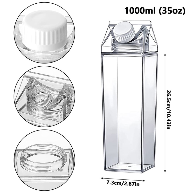 Reusable Clear Milk Carton Water Bottle Leakproof Portable Milk Bottle For Travel Water Storage Bot 7