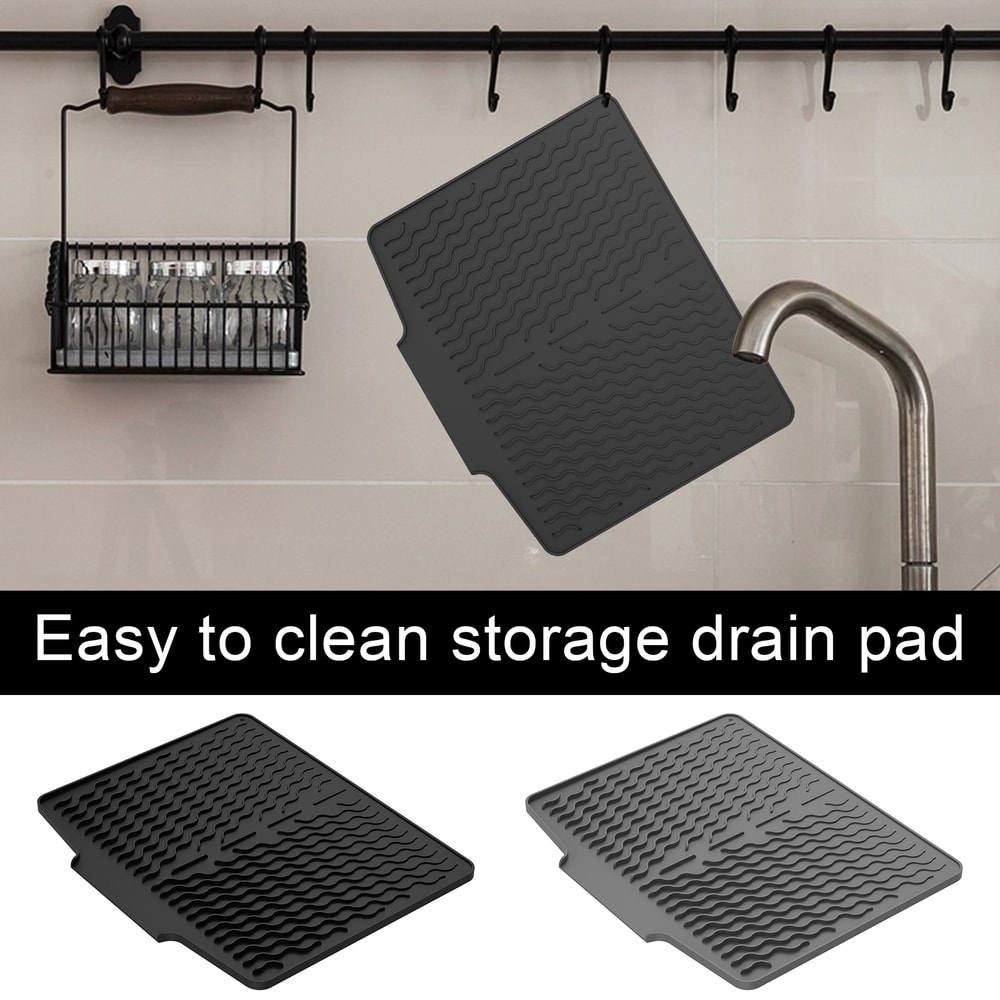 Silicone Dish Drying Mat Heat Resistant Reusable Nonslip Drying Pad For Counter Top Ideal For Dishe 2