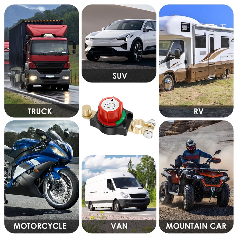 Top Post Battery Disconnect Switch Safe Car Battery CutOff Switch For Terminals Kill Switch For Veh 2