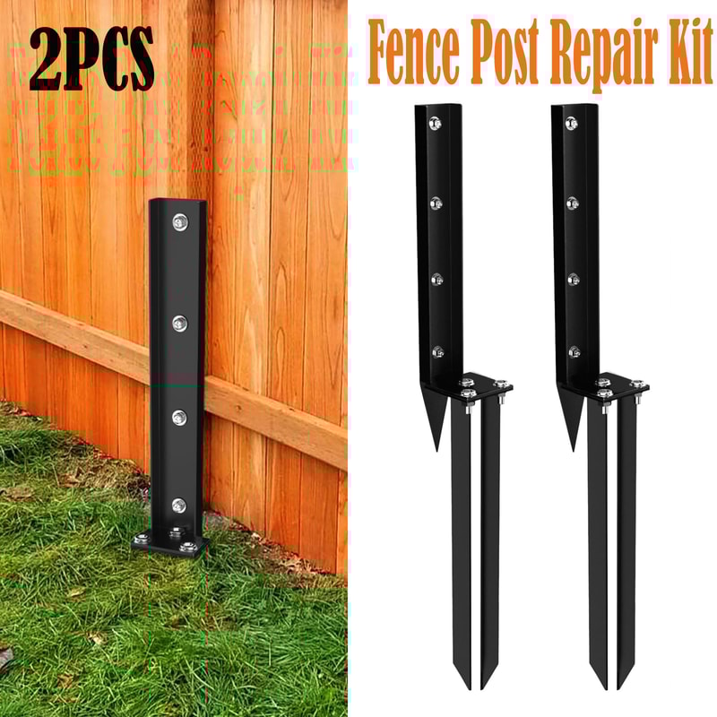 Heavy Duty Steel Fence Post Repair Stakes Thickened Anchor For TiltedBroken Wood Fence Posts Ground 1