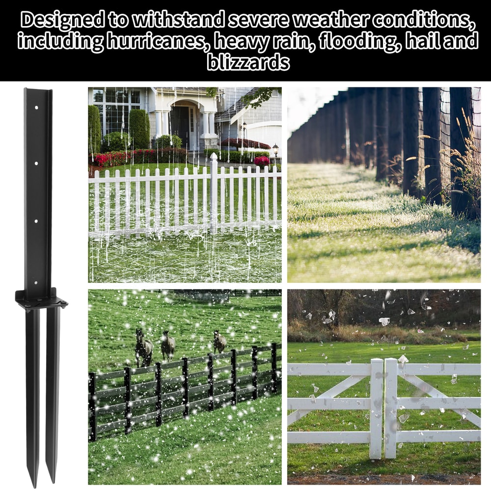 Heavy Duty Steel Fence Post Repair Stakes Thickened Anchor For TiltedBroken Wood Fence Posts Ground 4
