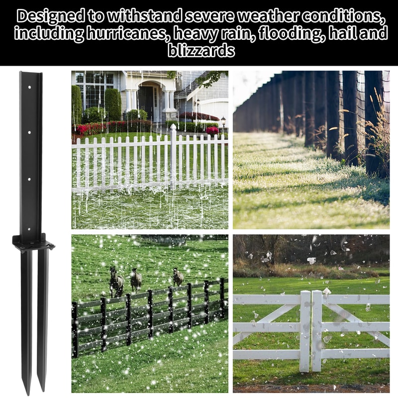 Heavy Duty Steel Fence Post Repair Stakes Thickened Anchor For TiltedBroken Wood Fence Posts Ground 4
