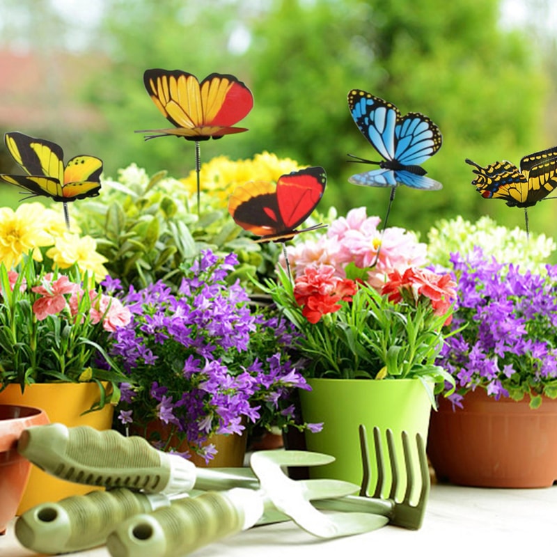 Butterfly Stakes Waterproof Multicolor Fake Butterfly Garden Ornaments Artificial Pole Butterfly De 2