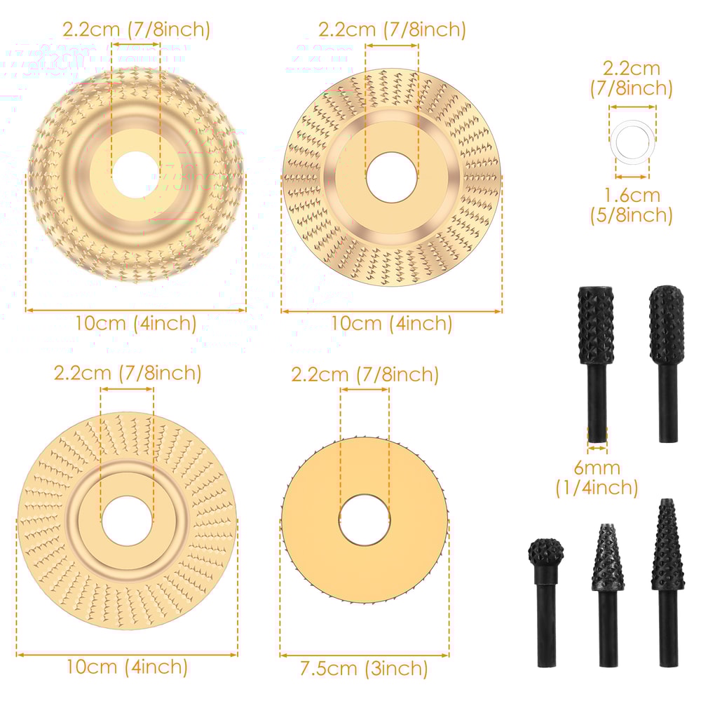 Wood Carving Disc Set Bushing Angle Grinder Wheel Burr Rasp Polishing Rotary Tool Accessories For W 5