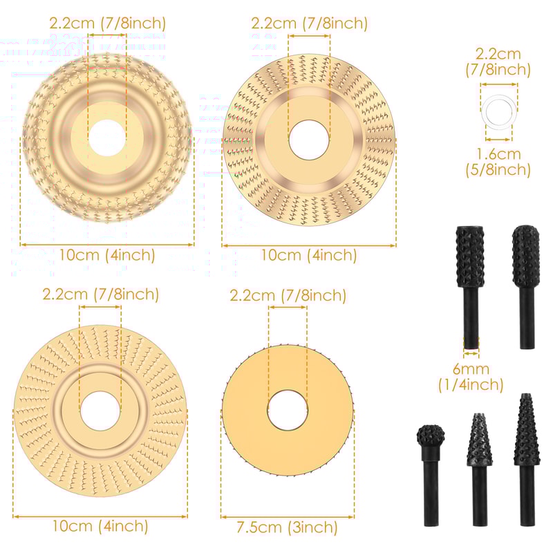 Wood Carving Disc Set Bushing Angle Grinder Wheel Burr Rasp Polishing Rotary Tool Accessories For W 5