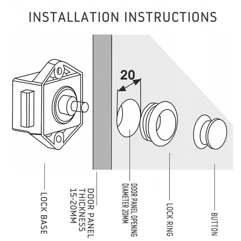 Push Lock For RV Caravan Boat Drawer Latch Furniture Hardware Button Locks Security Accessories Set 5