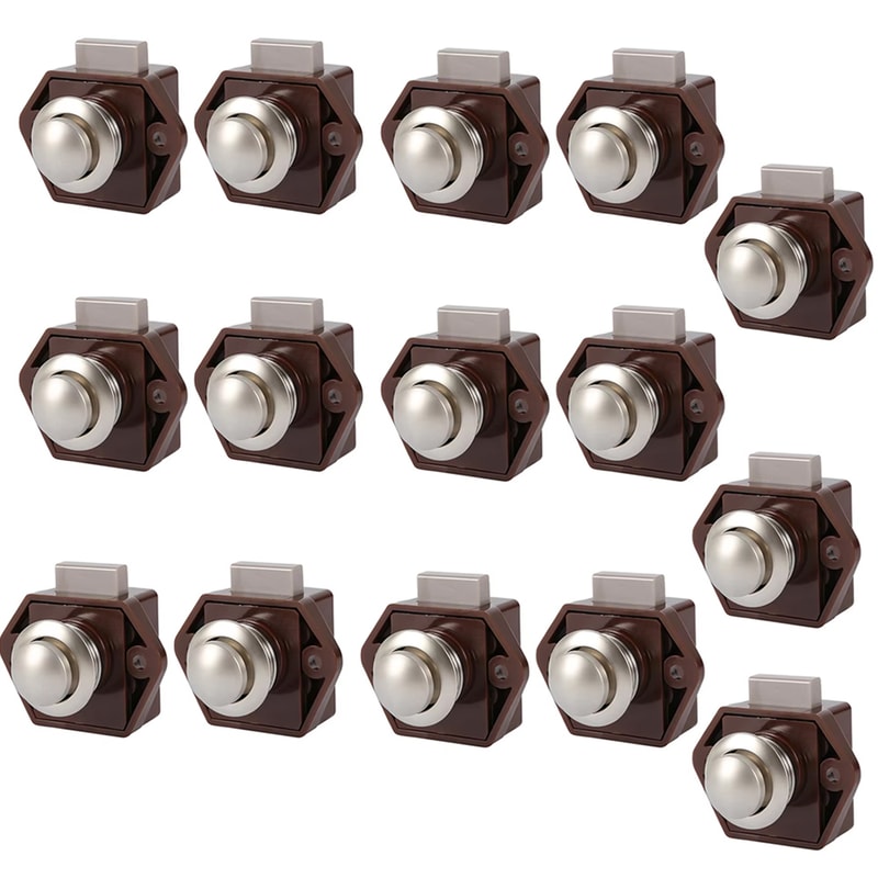 Push Lock For RV Caravan Boat Drawer Latch Furniture Hardware Button Locks Security Accessories Set 6