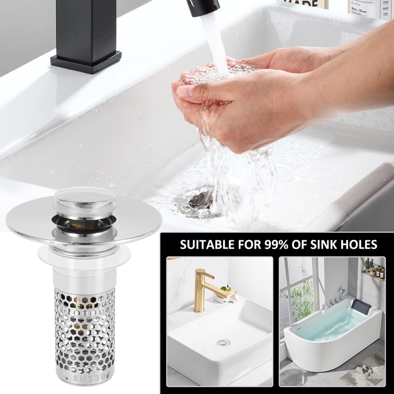 Bathroom Sink Stopper Filter Rust Resistant Drain Strainer Anti Clogging Sink Stopper Filter Basket 4