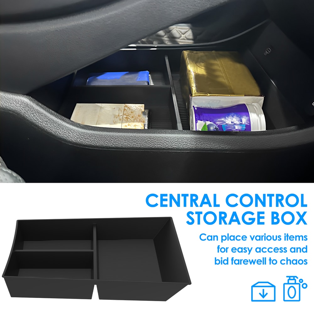 Car Center Console Lower Organiser NonSlip Tray TPE Armrest Insert Storage Box 1