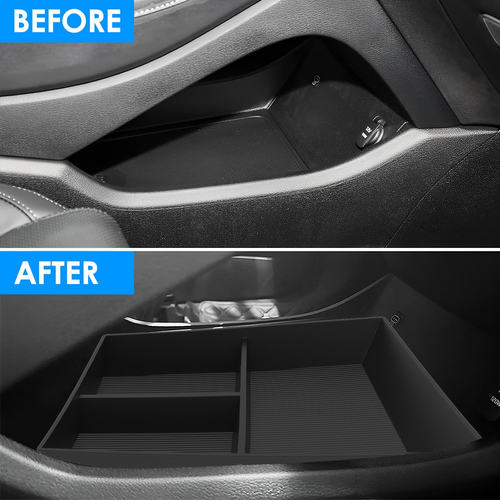 Car Center Console Lower Organiser NonSlip Tray TPE Armrest Insert Storage Box 2