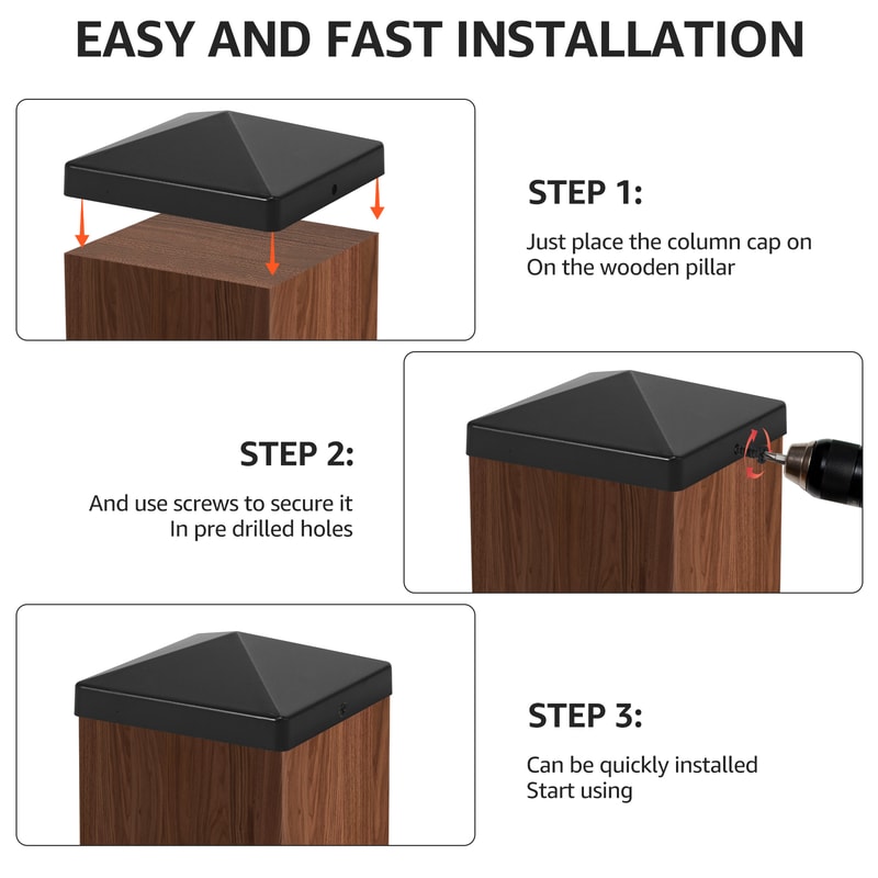 Plastic Fence Post Cap Black Deck Post Caps Square Column Cap Fence Covers Railing Cover For Effect 2